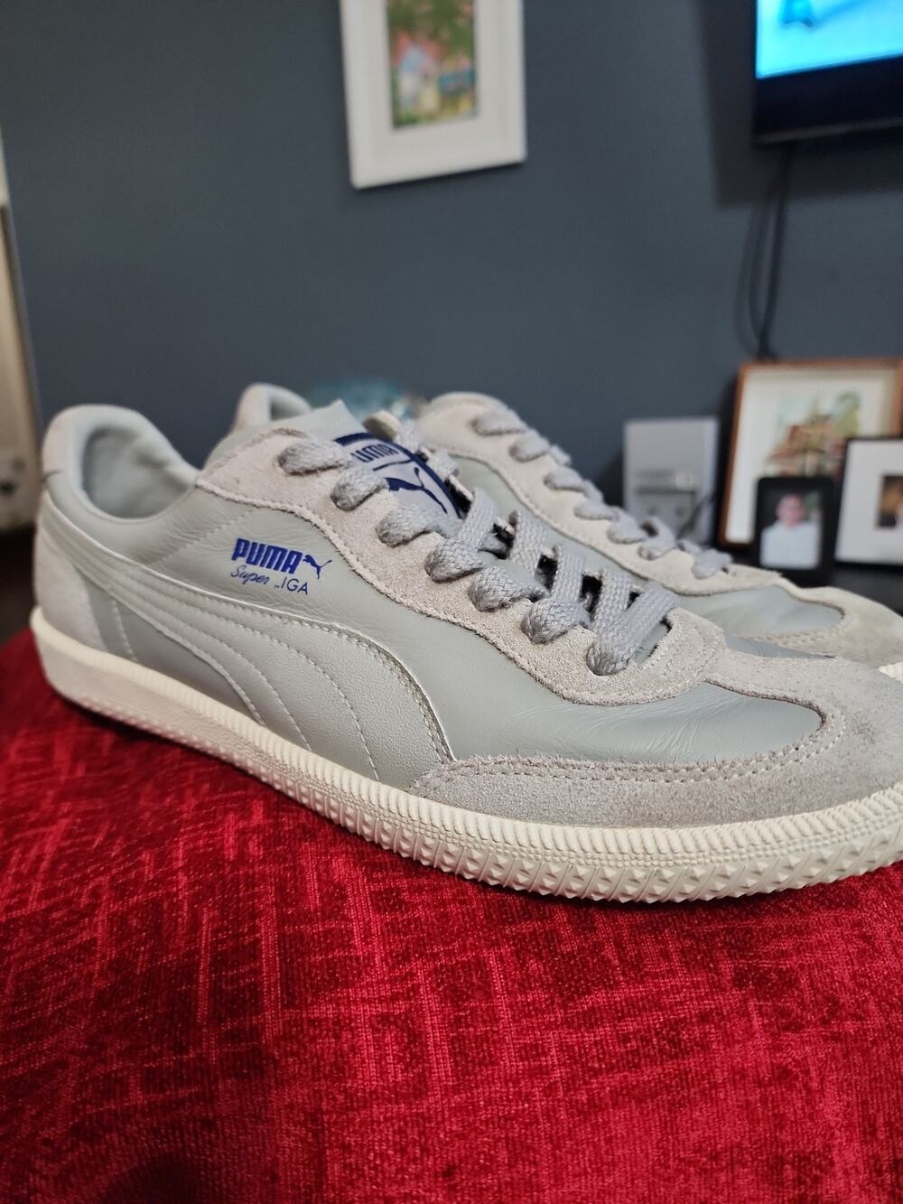 PUMA Men's Super Liga OG Retro Sneakers Size 9.5M, Gray Suede